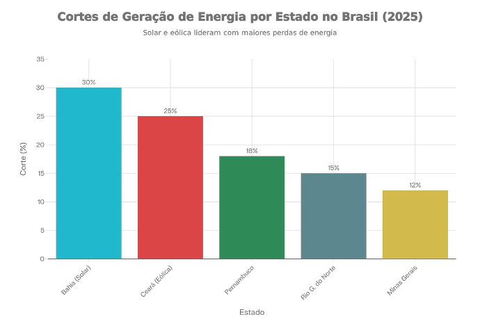 Curtailment (Cortes de Geração) por Estado em 2025 (%)